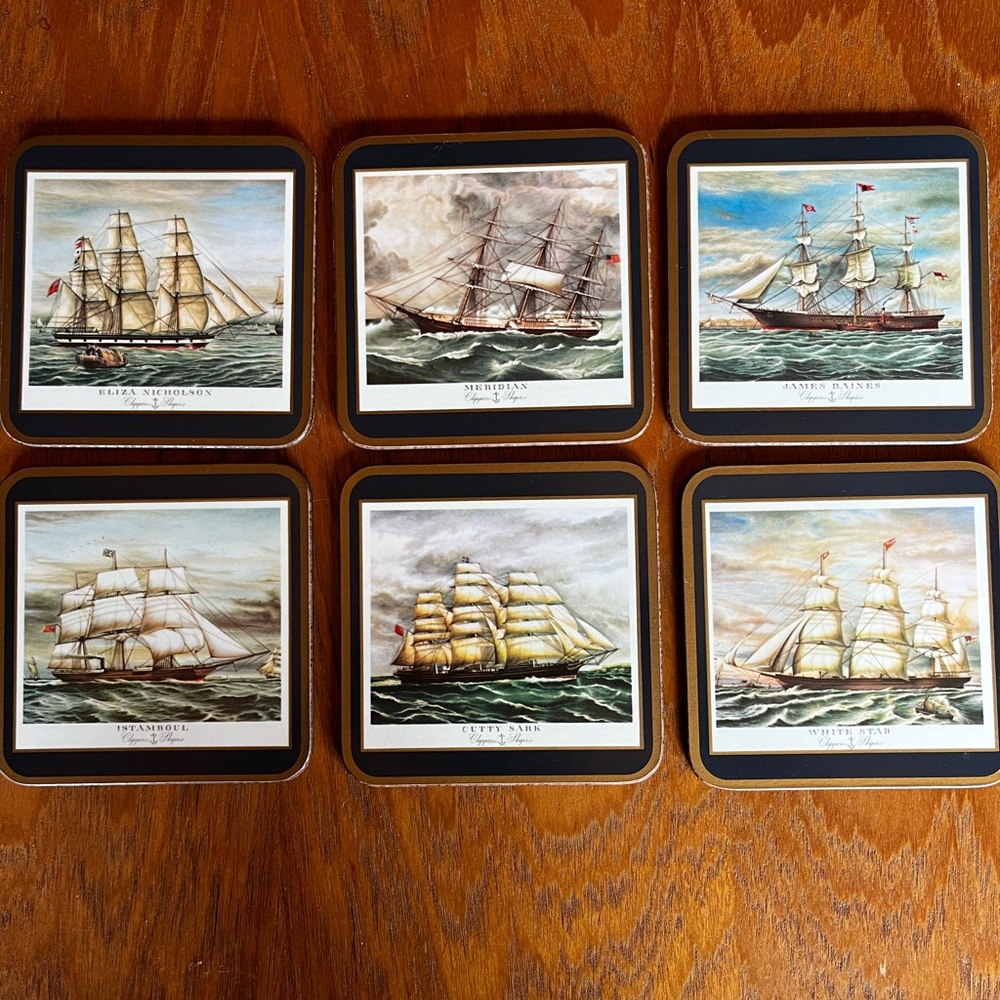 Pimpernel Brown and Blue Decor Accent Coasters